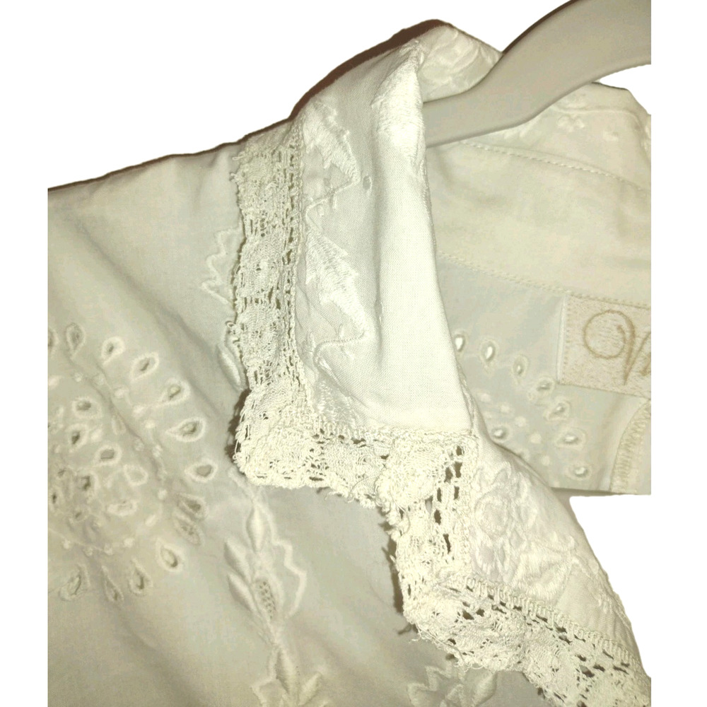 White Embroidered Blouse Vintage Inspired Sz 2 Romantic Cottagecore Fairycore - Picture 4 of 6